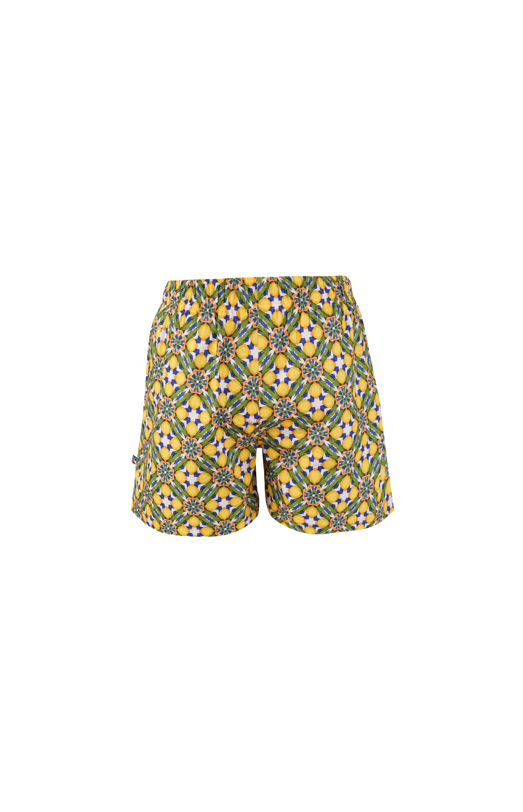 Designer Amalfi men's swimwear shorts in quick-dry printed fabric with adjustable drawstring, elastic waistband, plus sizes and matching family set. Ideal for beach days and resort wear styling.