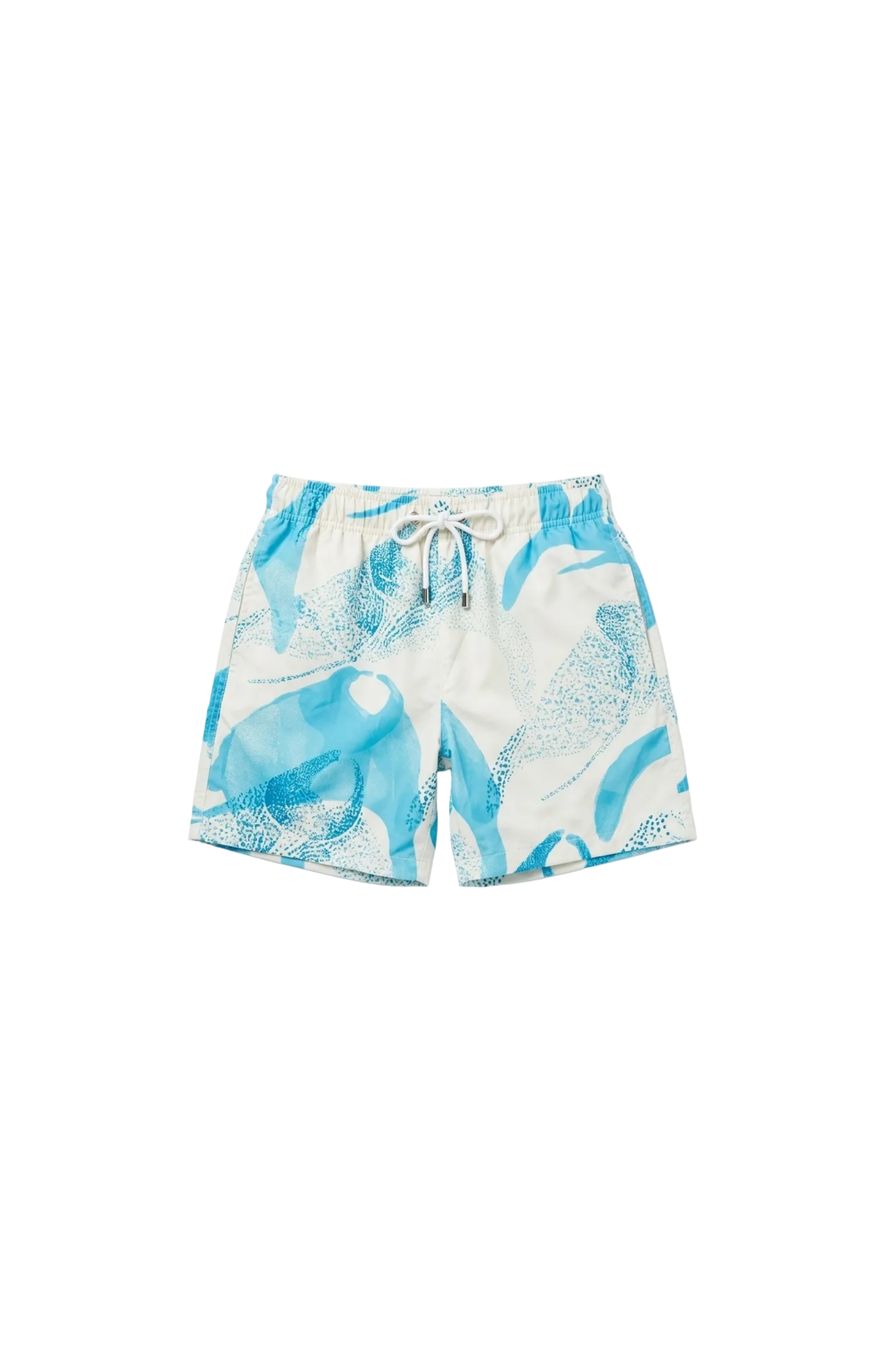 Designer Blue Ray swim shorts for men with adjustable drawstring, elastic waistband, custom fit and plus sizes. Comfortable swimwear for summer adventures.
