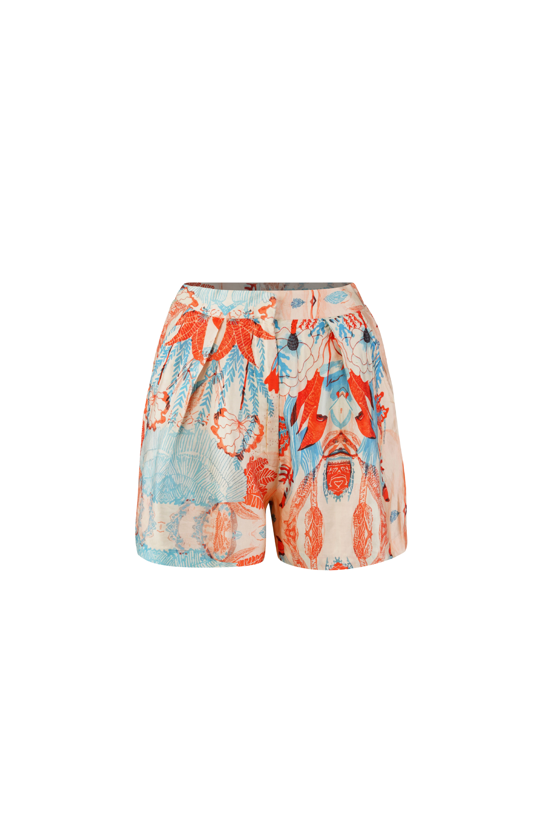 Designer, sustainable Firenze co-ord set shorts for women in tropical prints with high waist fit and family set. Customizable and available in plus sizes for summers.