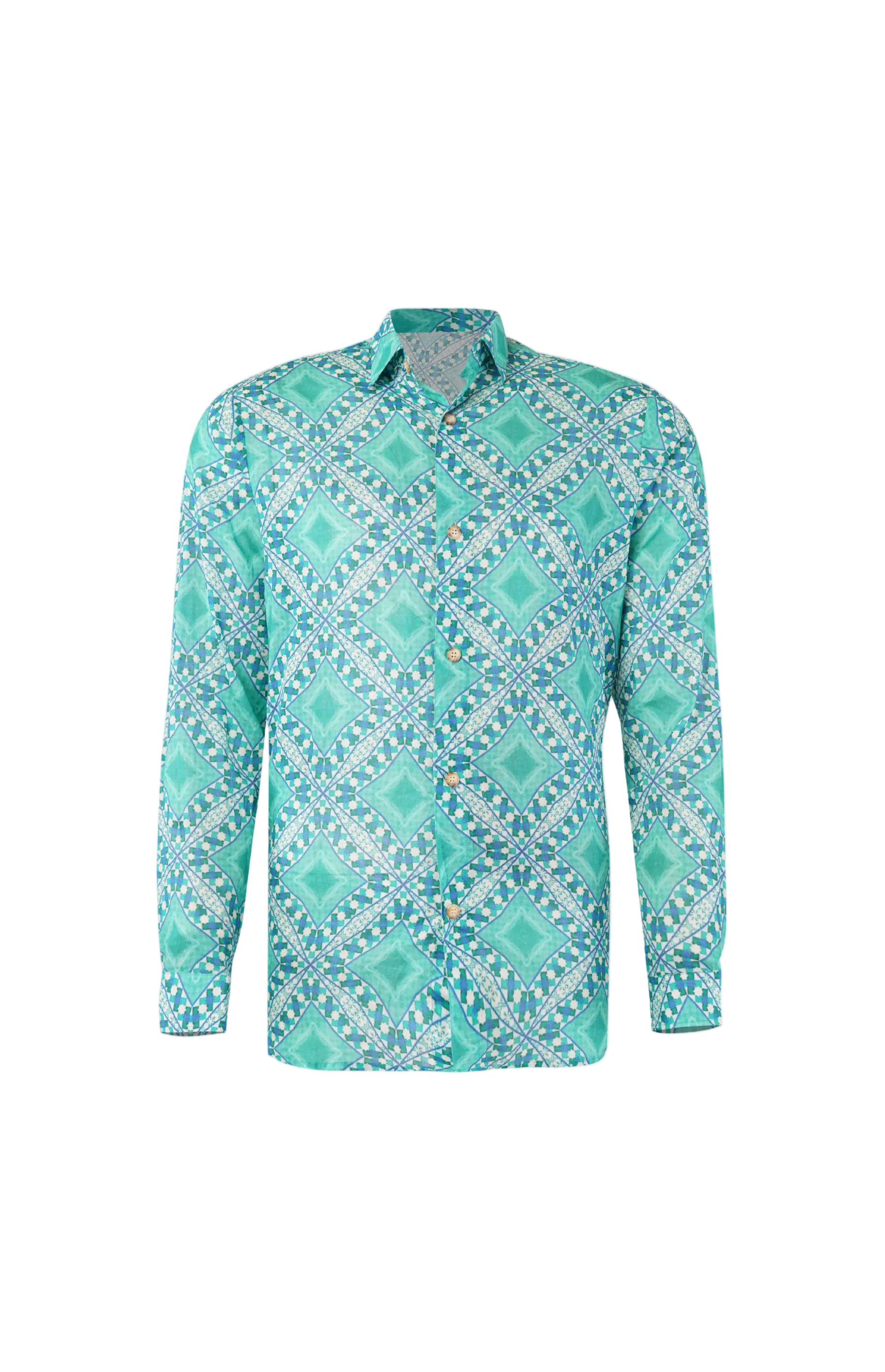 Designer Palermo Shirt for men in quick dry sustainable fabric with full sleeves, customized fit, plus sizes and family sets. Comfortable, lightweight beachwear and resort wear for summer outings.
