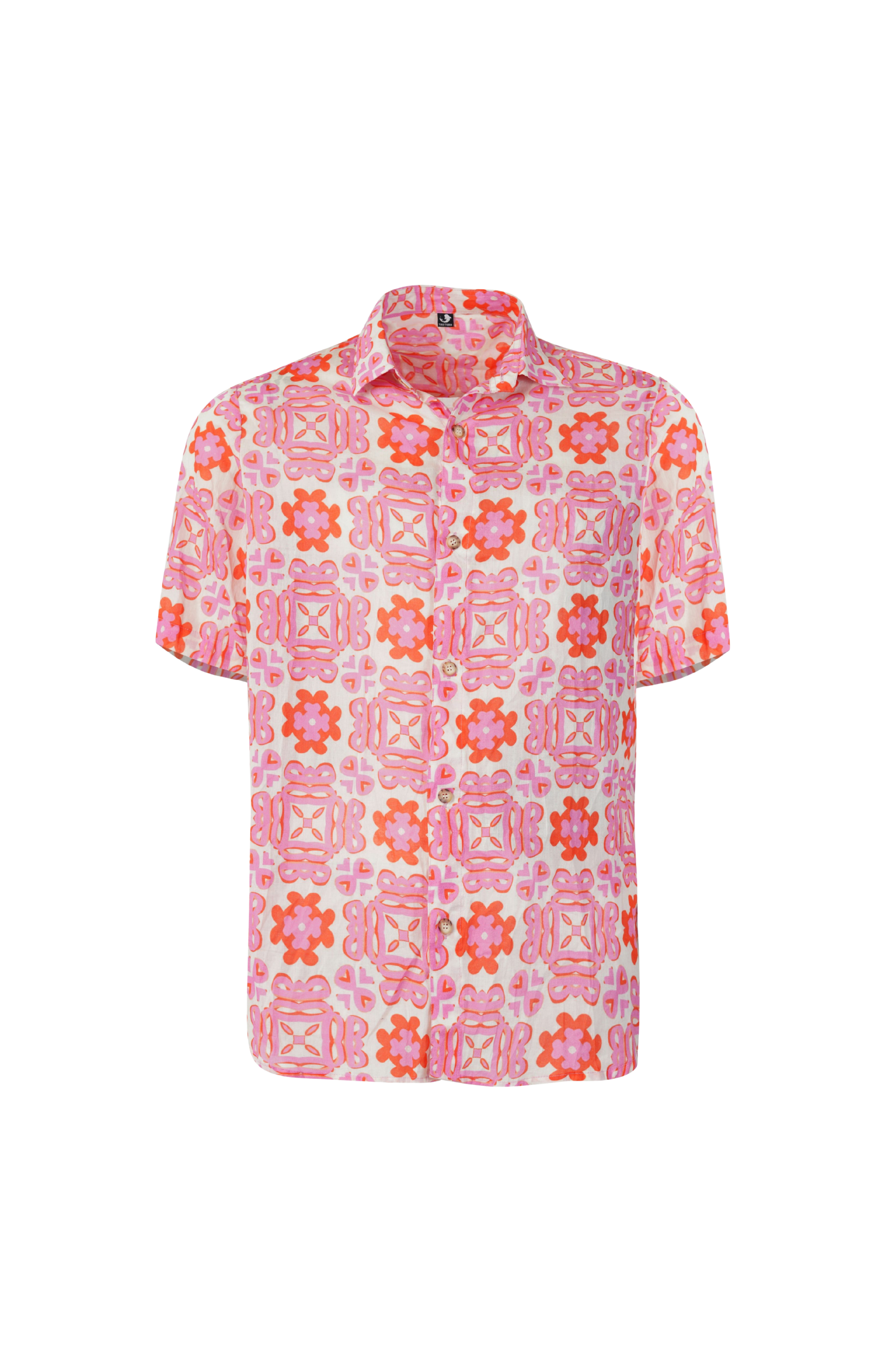Designer Positano Shirt for boys in quick dry sustainable fabric with floral print, half sleeves, customized fit, plus sizes and family sets. Comfortable, lightweight beachwear and resort wear for summer outings.