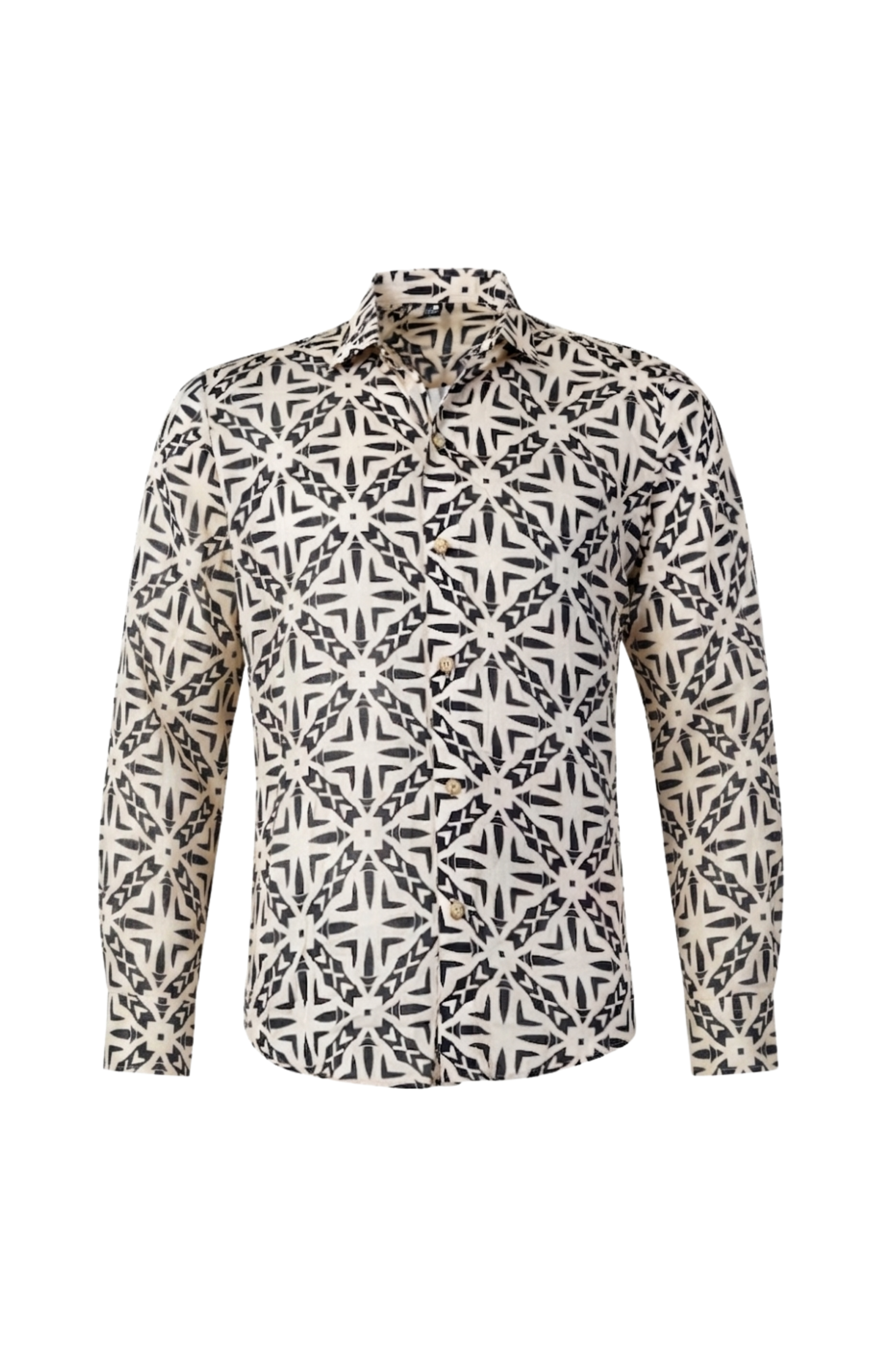 Designer Roma Shirt for men in quick dry cotton fabric, with geometric print, half sleeves, plus sizes and matching family sets. Comfortable, lightweight beachwear and resort wear for summer outings.