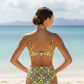 Amalfi Bikini lemon print V-neck top with Mediterranean tile pattern and adjustable straps, chic beach and resort swimwear