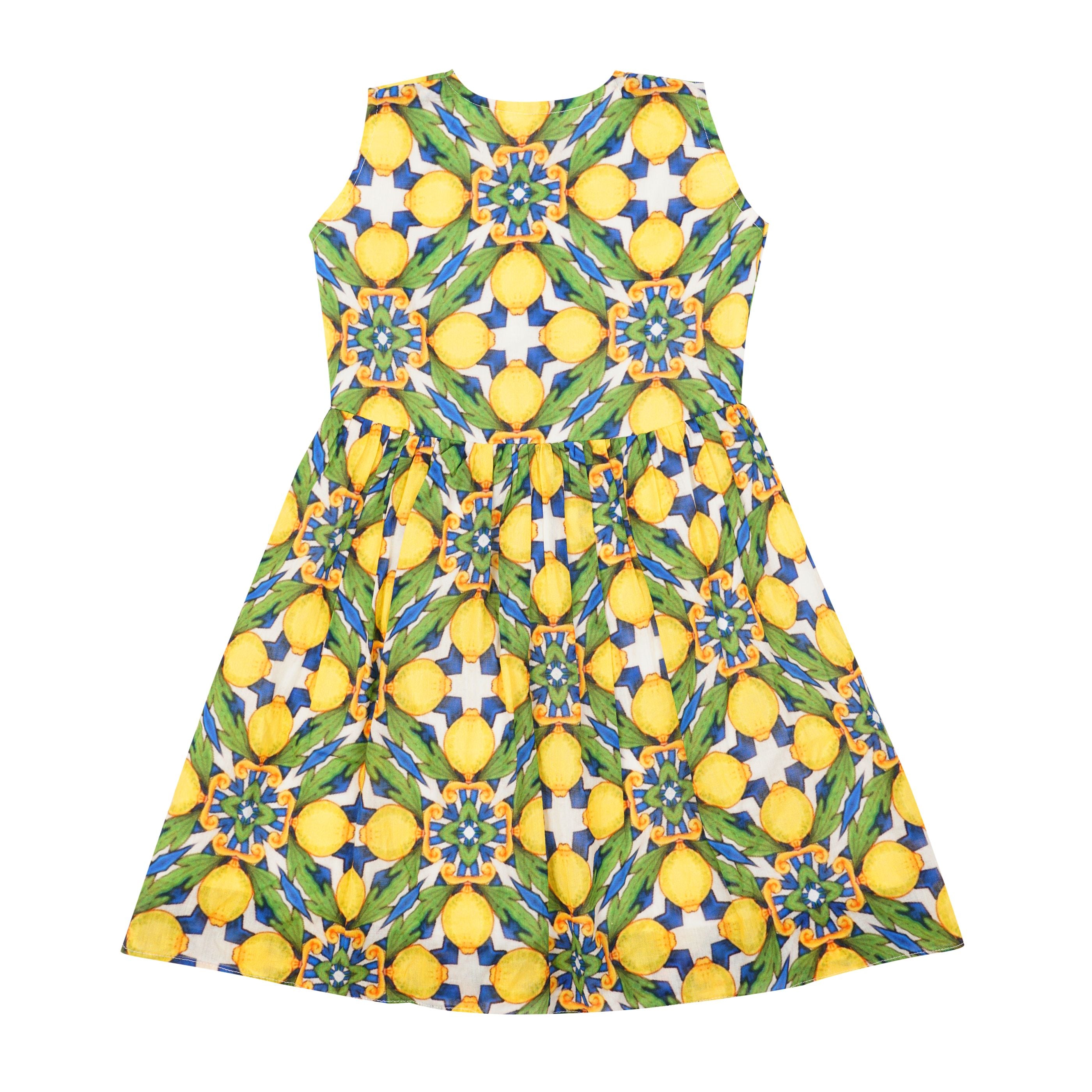 Designer, sleeveless Amalfi Dress for Girls in quick-dry sustainable fabric, V neckline, front buttons, customized fit and plus sizes. Comfortable beachwear for summer outings.