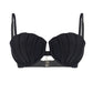 Ariel Bikini black mermaid shell  top with underwire support and adjustable straps, elegant beach and resort swimwear style