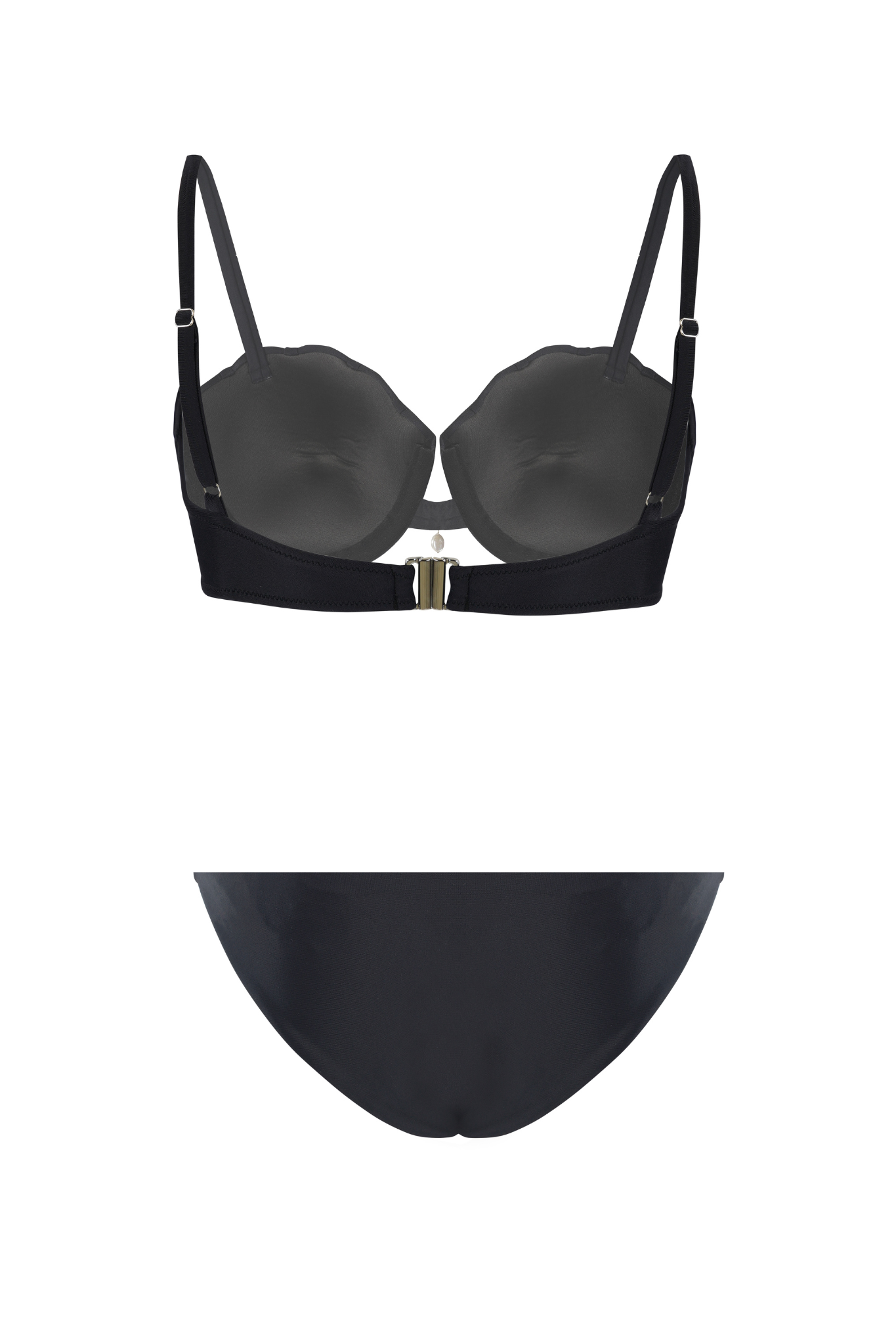 Designer Ariel Bikini Set for women in a shell shaped design, low-waist cheeky bottoms, underwire, removable cups, back clasp, adjustable straps, custom fit and plus sizes. Sexy swimwear for beachwear and resort wear looks.
