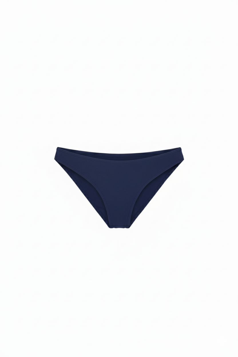 Ariel Bikini navy blue mid-rise bottom with classic fit, smooth finish and comfortable coverage for beach and poolside wear