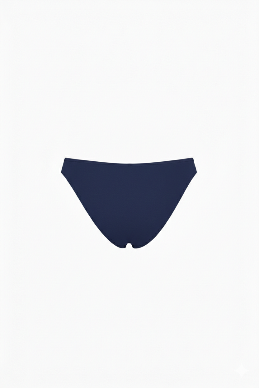 Ariel Bikini navy blue mid-rise bottom with classic fit, smooth finish and comfortable coverage for beach and poolside wear