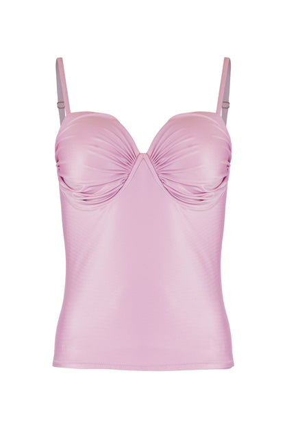 Astra tankini top for women in elegant pink, stylish designer beachwear for chic summer wear and modern resort styling