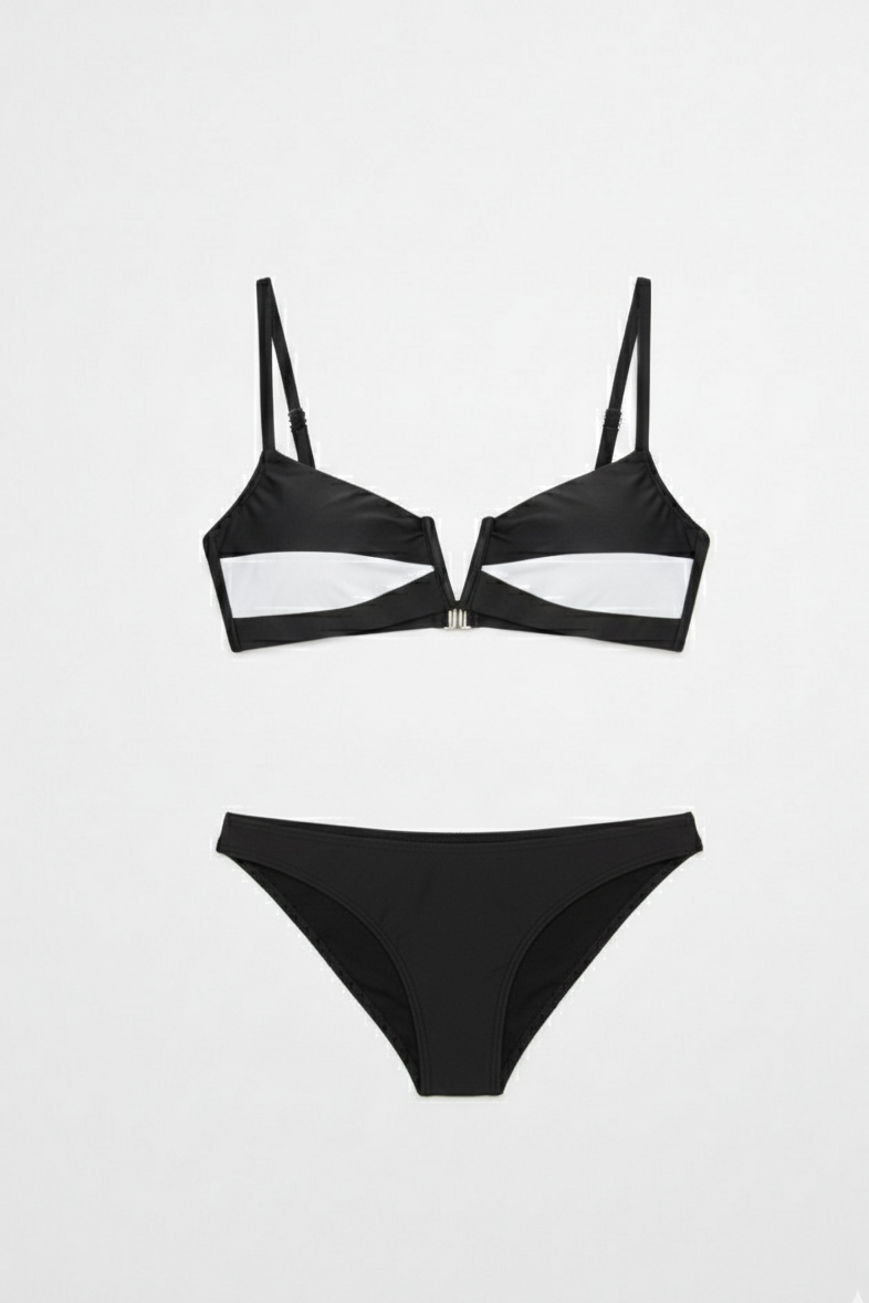 Audrey bikini for women in black and white - stylish, chic beach and summerwear two piece swimwear set