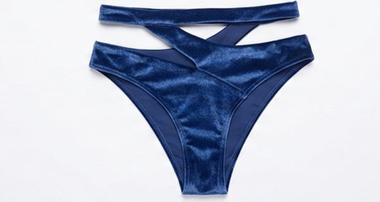 Aurora velvet bikini set for women featuring stylish one shoulder bikini top and coordinated bikini bottom, elegant modern beachwear