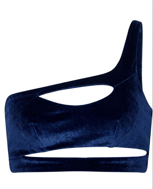 Aurora velvet bikini set for women featuring stylish one shoulder bikini top and coordinated bikini bottom, elegant modern beachwear