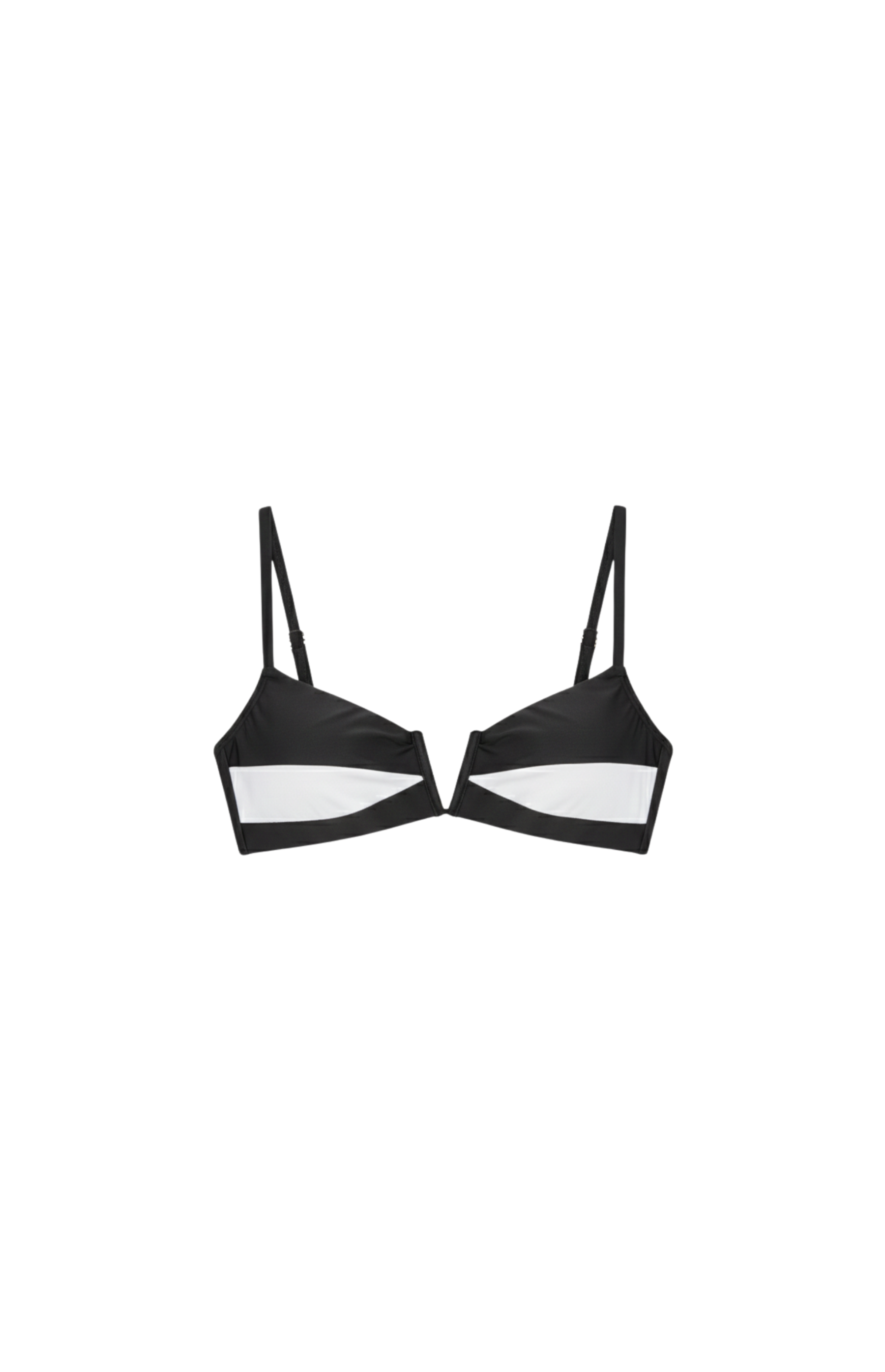 Designer Audrey Bikini Top for women in black quick-dry fabric, V neck design, removable cups, adjustable straps, customized fit and plus sizes. Stylish swimwear for sexy summer looks.