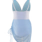 Blue Mist velvet monokini for women, stylish blue swimwear, beachwear, resort wear, one piece swimsuit with custom fit
