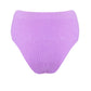 Women’s purple Capri coral high waist bikini bottom with textured fabric and flattering full coverage swimwear design