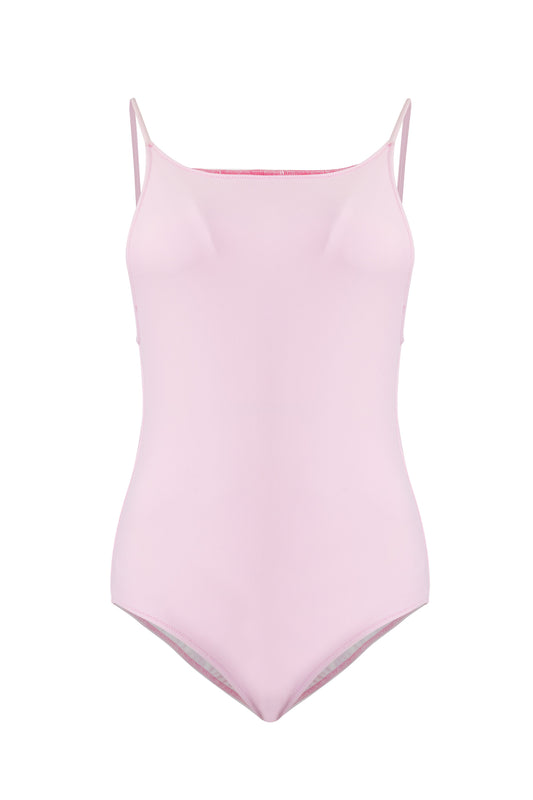 Women’s Cherry Blossom pink monokini one piece swimsuit with sleek silhouette and elegant minimalist beachwear design