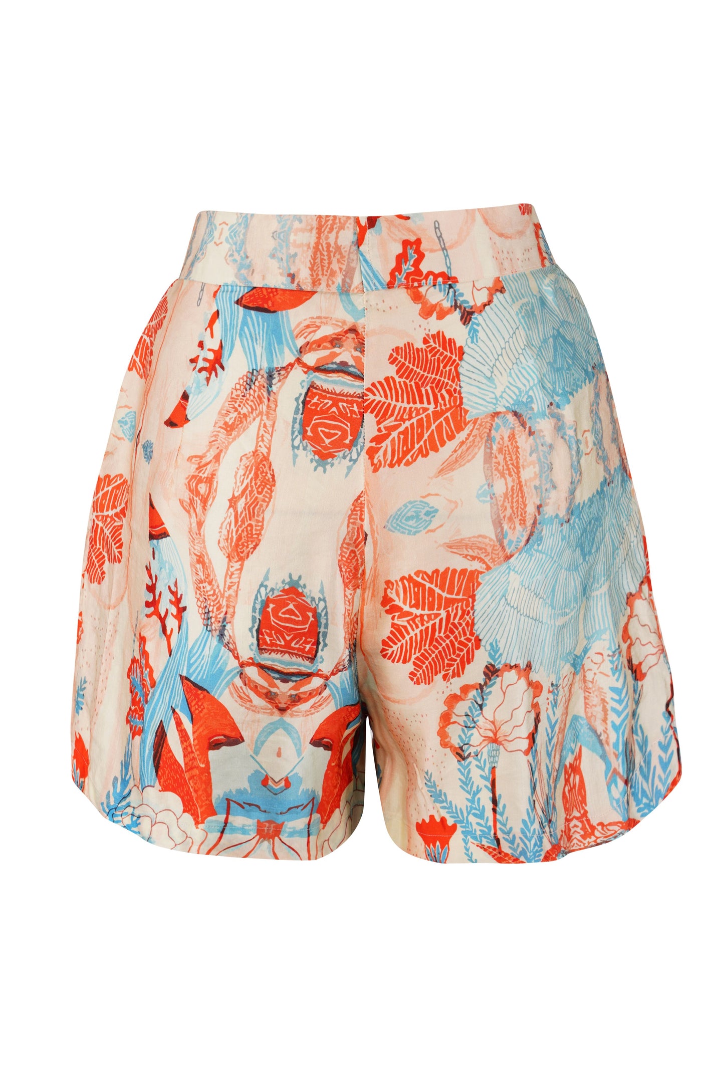 Firenze coordset bottom for women in blue coral tropical print stylish summer and beachwear - chic , trendy shorts