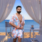 Firenze men shirt in tropical print, stylish sustainable summer beachwear for men with modern elegant resort vibe