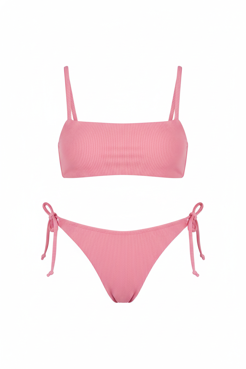 Kaia ribbed pink stylish bikini bottom for women summer and beachwear - comfortable and elegant sustainable swimwear