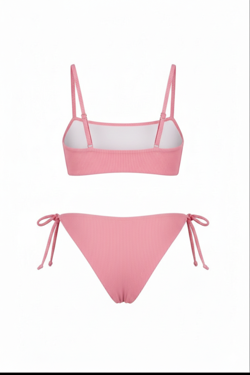 Kaia ribbed pink stylish bikini bottom for women summer and beachwear - comfortable and elegant sustainable swimwear