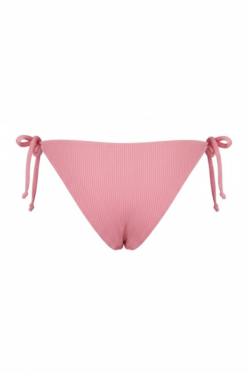 Designer Kaia Bikini Bottom for women in pink, burgundy and blue quick-dry ribbed fabric with low-waist  customized fit, side ties and plus sizes. Stylish swimwear for sexy beach and resort looks.