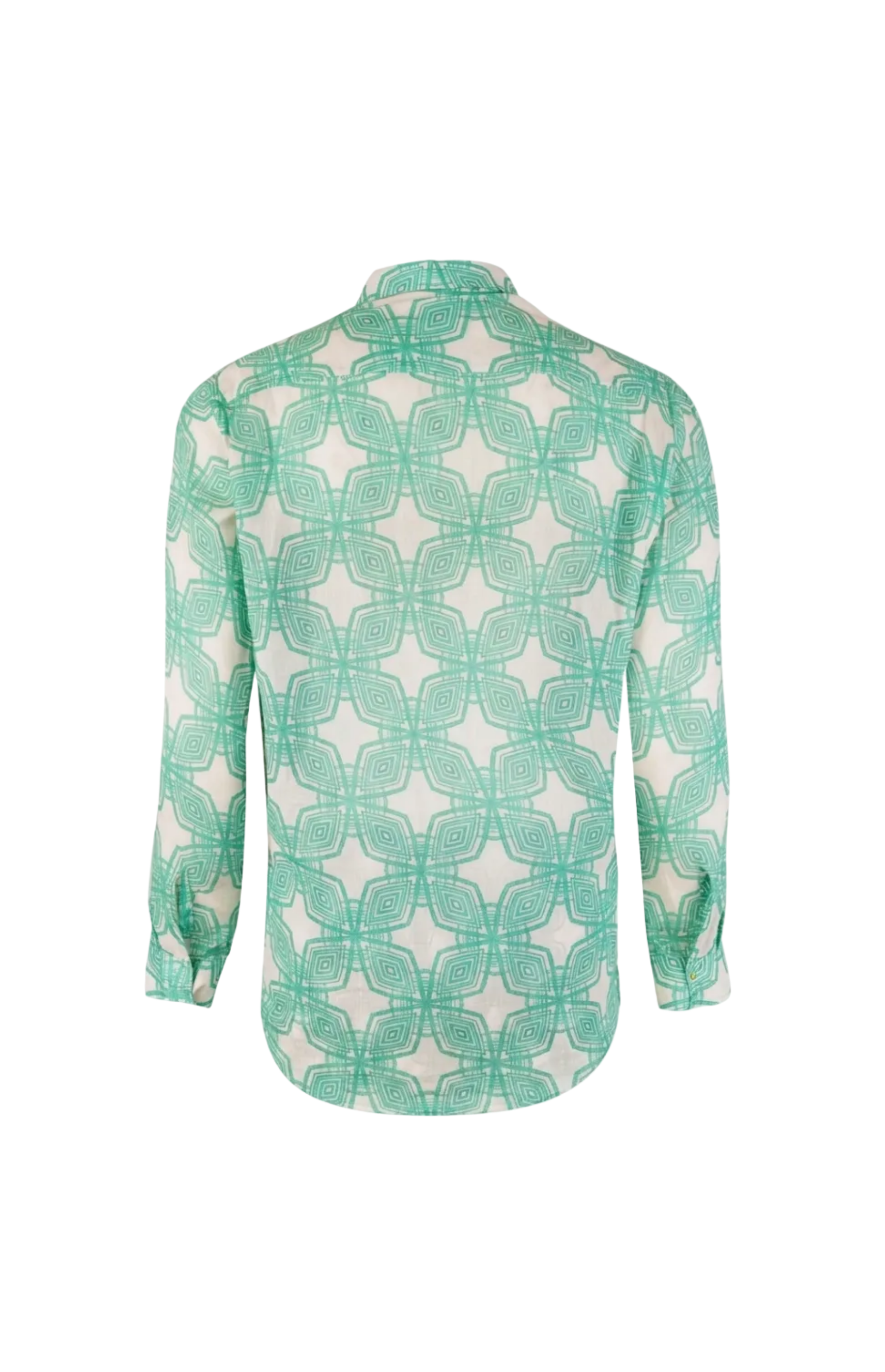 Designer, sustainable Milano shirt for boys with geometric print design, full sleeves, UV sun protection, button up and matching family set. Customizable and in plus sizes. Comfortable beachwear and resort wear for holiday outings.