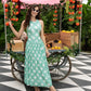  Milano dress for women in green geometric print, stylish summerwear and beachwear, comfortable trendy maxi dress
