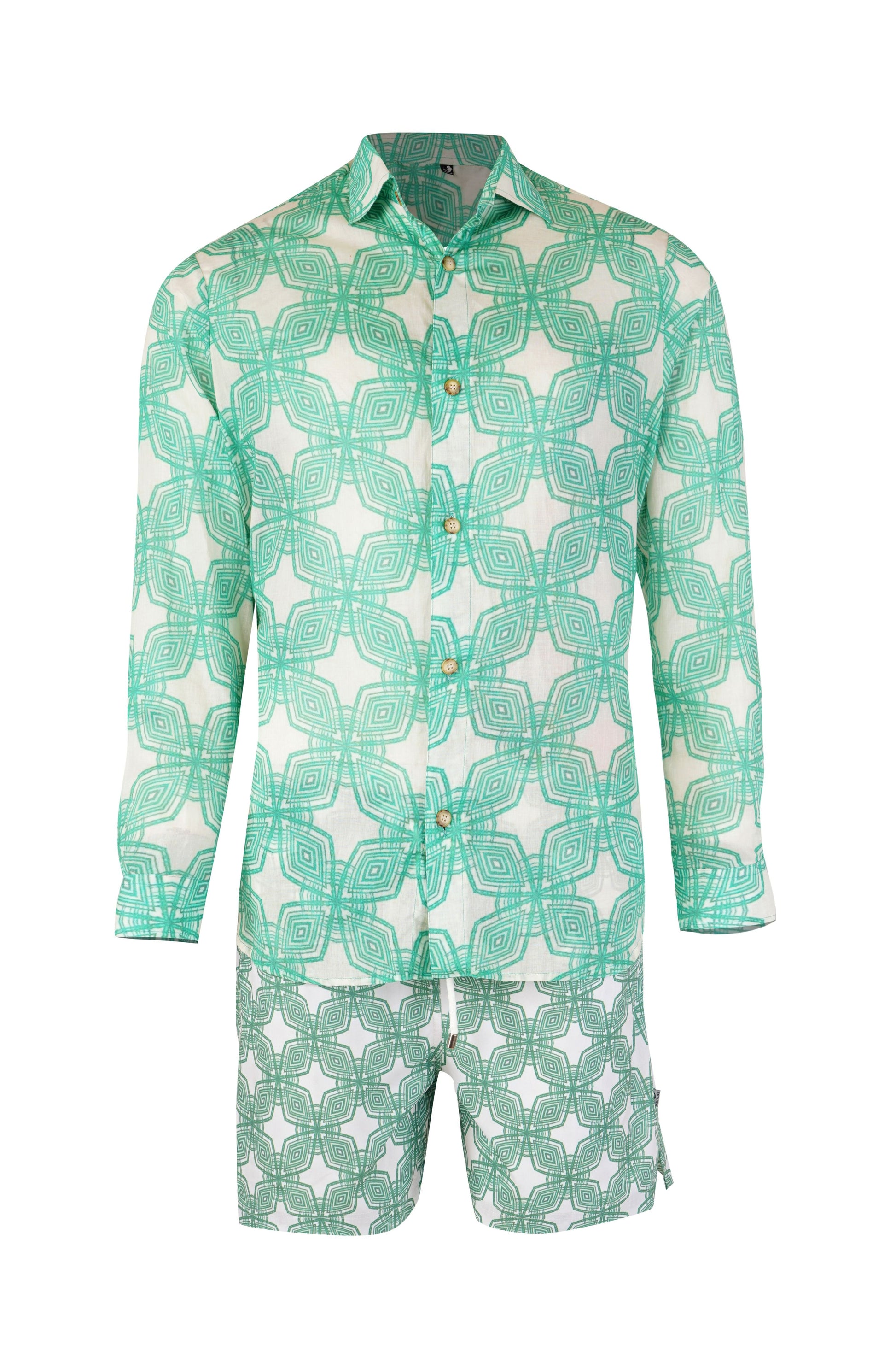 Milano boys shirt in blue print - stylish , comfortable summer and beachwear for kids with matching family set