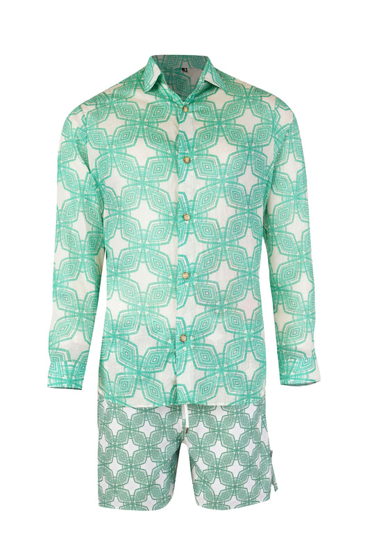 Milano boys shirt in blue print - stylish , comfortable summer and beachwear for kids with matching family set