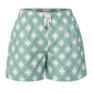 Milano shorts for men in green geometric print, stylish summer and beachwear, comfortable and trendy shorts for men