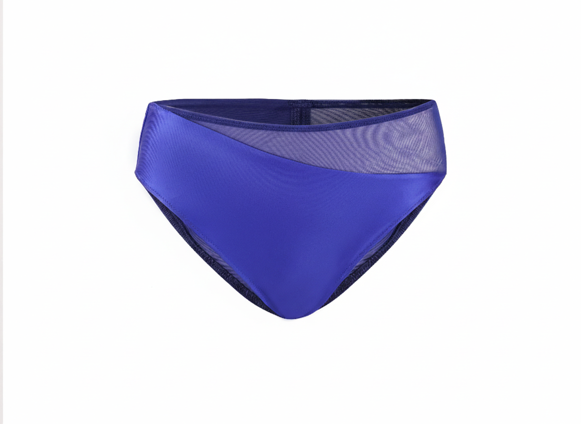 Naples Bikini Bottom for Women in blue with mesh detail, stylish breathable summer beachwear swimwear bottom
