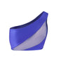 Naples Bikini Top for Women in navy blue with mesh detail, stylish one-shoulder breathable summer beachwear swimwear
