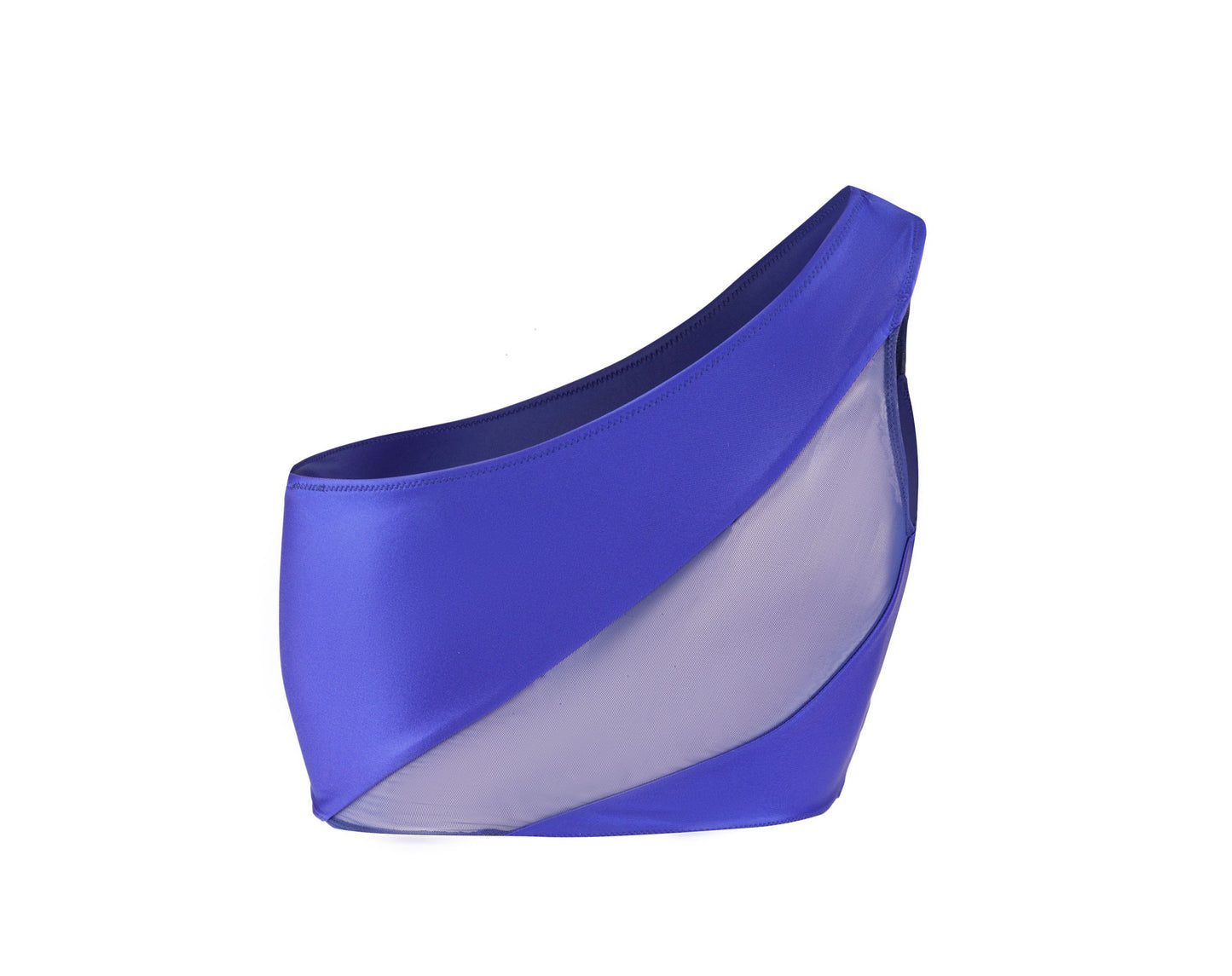 Naples Bikini Top for Women in navy blue with mesh detail, stylish one-shoulder breathable summer beachwear swimwear