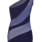 Naples navy monokini for women with one shoulder design and sheer mesh panels, modern stylish swimwear