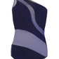 Naples navy monokini for women with one shoulder design and sheer mesh panels, modern stylish swimwear
