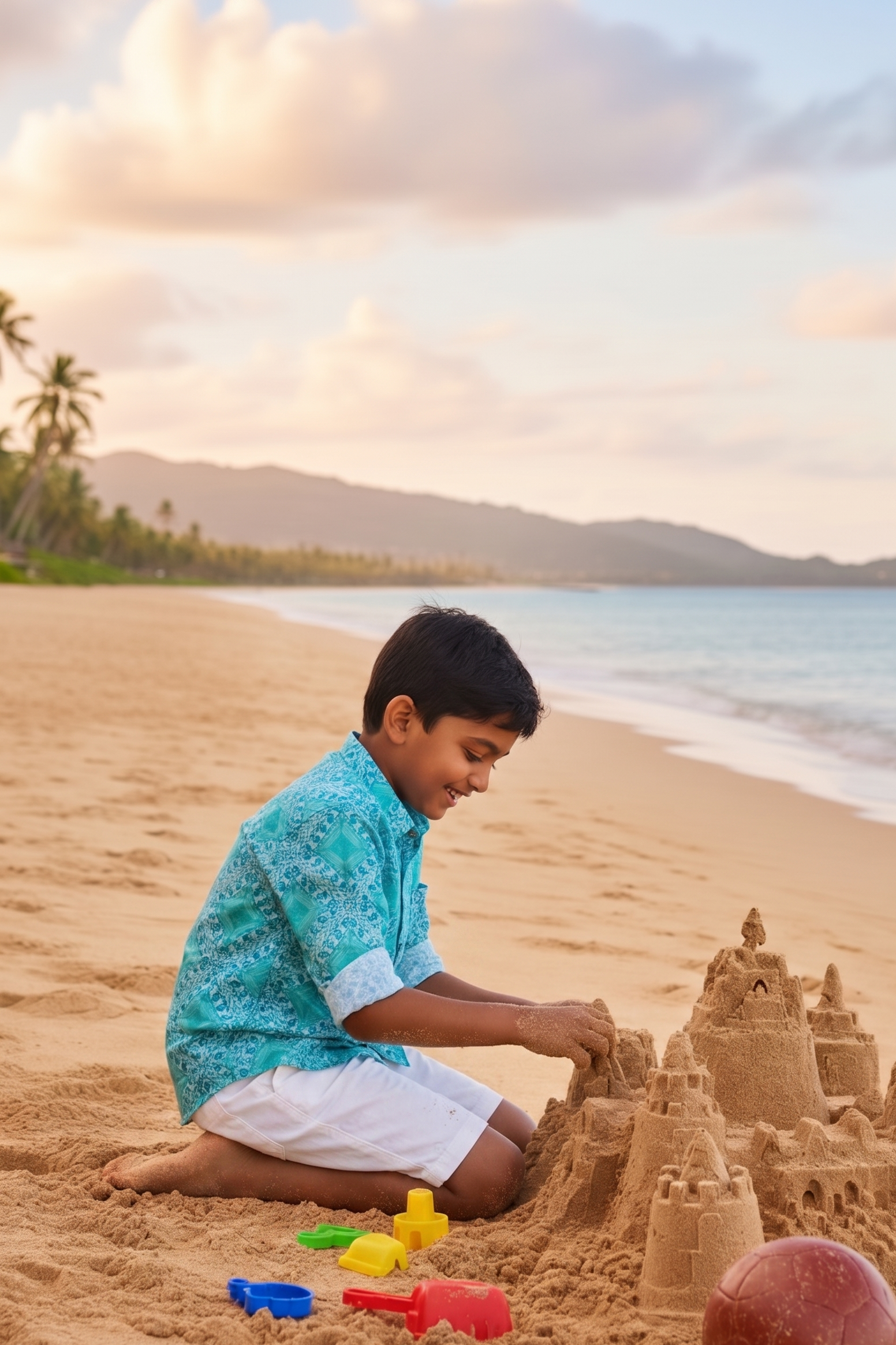 Designer Palermo Shirt for boys in quick dry sustainable fabric with full sleeves, customized fit, plus sizes and family sets. Comfortable, lightweight beachwear and resort wear for summer outings.