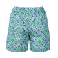 Palermo Shorts for men in turquoise geometric print breathable summer wear beachwear and swimwear short with tailored fit
