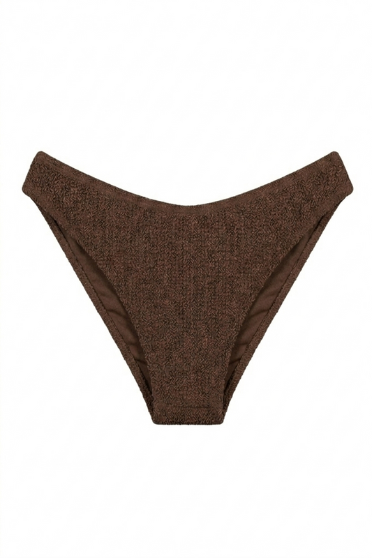 Palm Springs bikini bottom for women, textured swimwear, mid rise fit, breathable fabric, stylish elegant beachwear