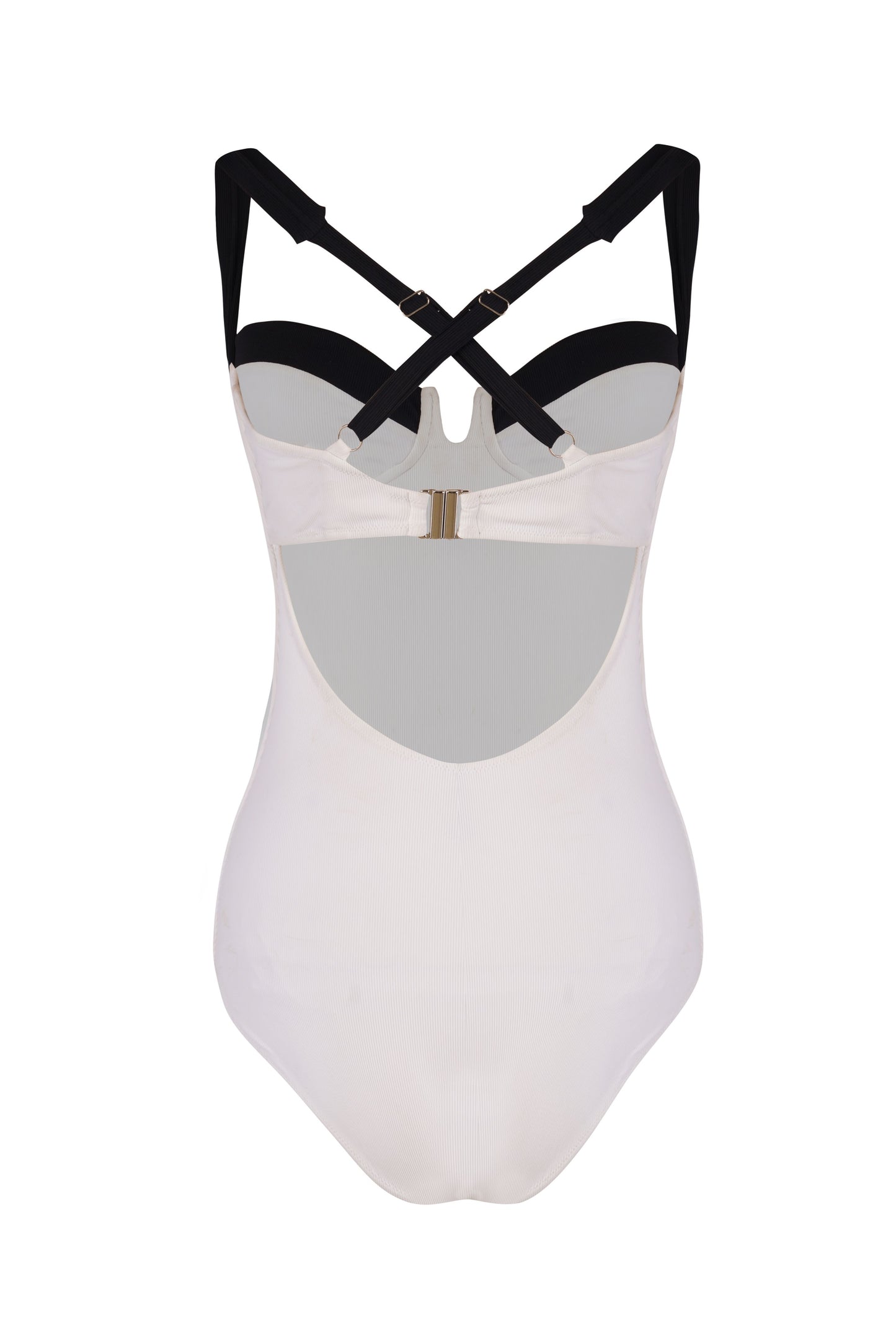 Portofino Monokini for Women white one piece swimsuit with black straps, stylish breathable elegant summer beachwear
