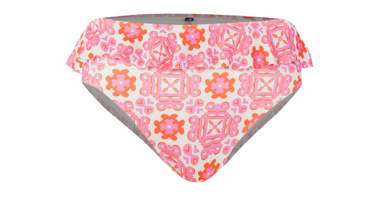 Positano mid rise bikini bottom for women, stylish pink summer wear, chic sustainable beachwear swimwear essential