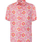 Positano shirt for men in breathable sustainable fabric with pink coral beachwear print and matching family set