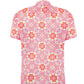 Positano shirt for men in breathable sustainable fabric with pink coral beachwear print and matching family set