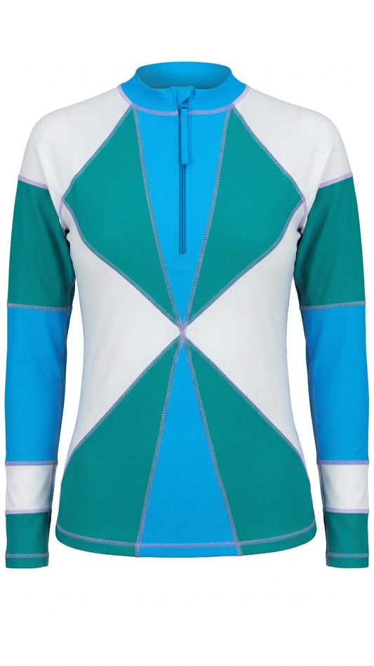 Unisex printed Reef Rider rash guard swimwear, sustainable beachwear and resort wear rash guard with SPF 50 UV protection