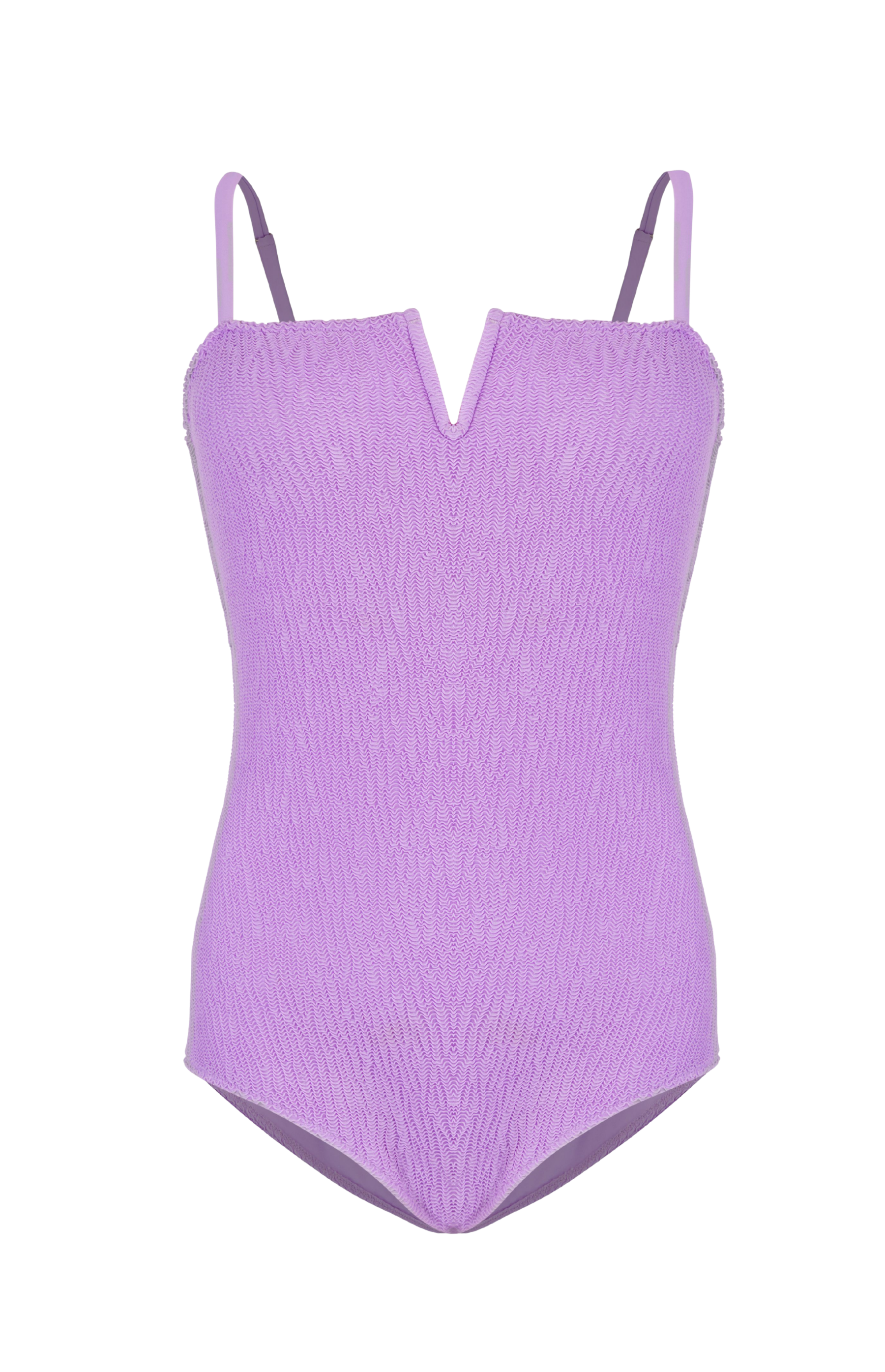 Sicily pink and purple monokini swimsuit for women with V-neck, quick-dry fabric, UV protection and removable cups.