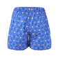 Sorrento swimwear shorts for men  and boys with a blue Italian print, breathable sustainable fabric, perfect for beach and resort wear.