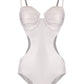 Stardust monokini for women, a stylish and sustainable one piece swimsuit with an elegant, modern silhouette for beachwear.
