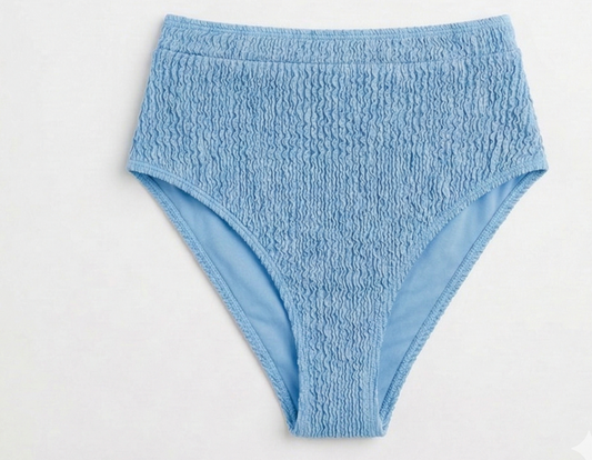 Tara olive green bikini bottom for women, textured high waisted swimwear, elegant and flattering beachwear