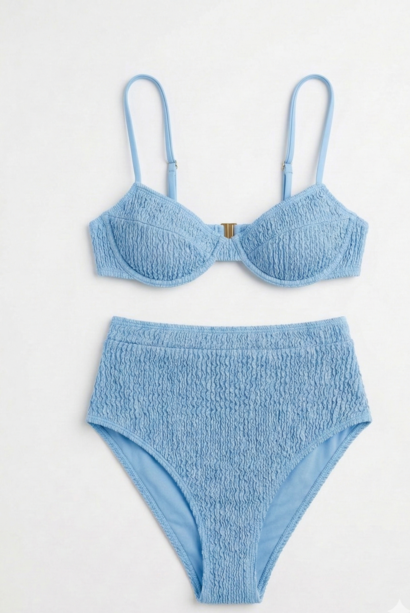 Tara olive green bikini set for women, textured underwire top, high waisted bottom, elegant beachwear swimwear