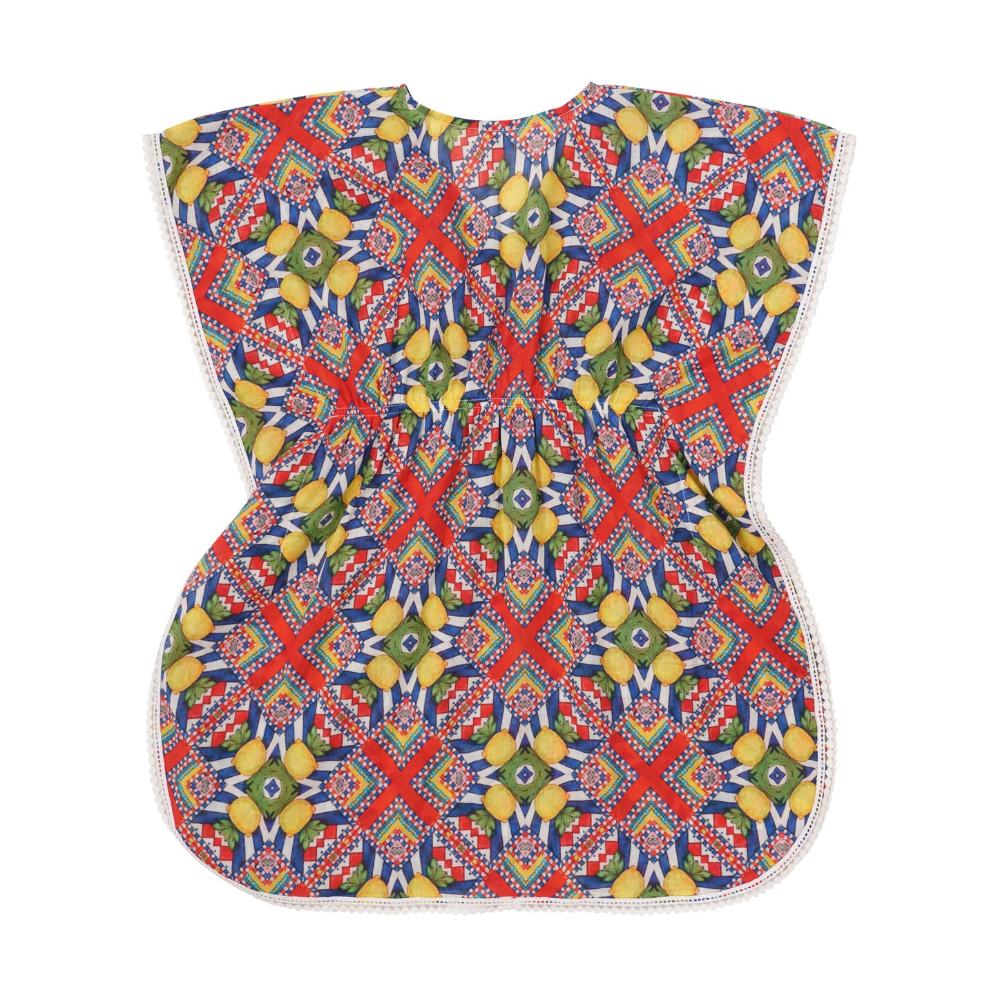 Colorful girls swim wear for girls up to 12, lemon printed lightweight beach kaftan for summer swimwear