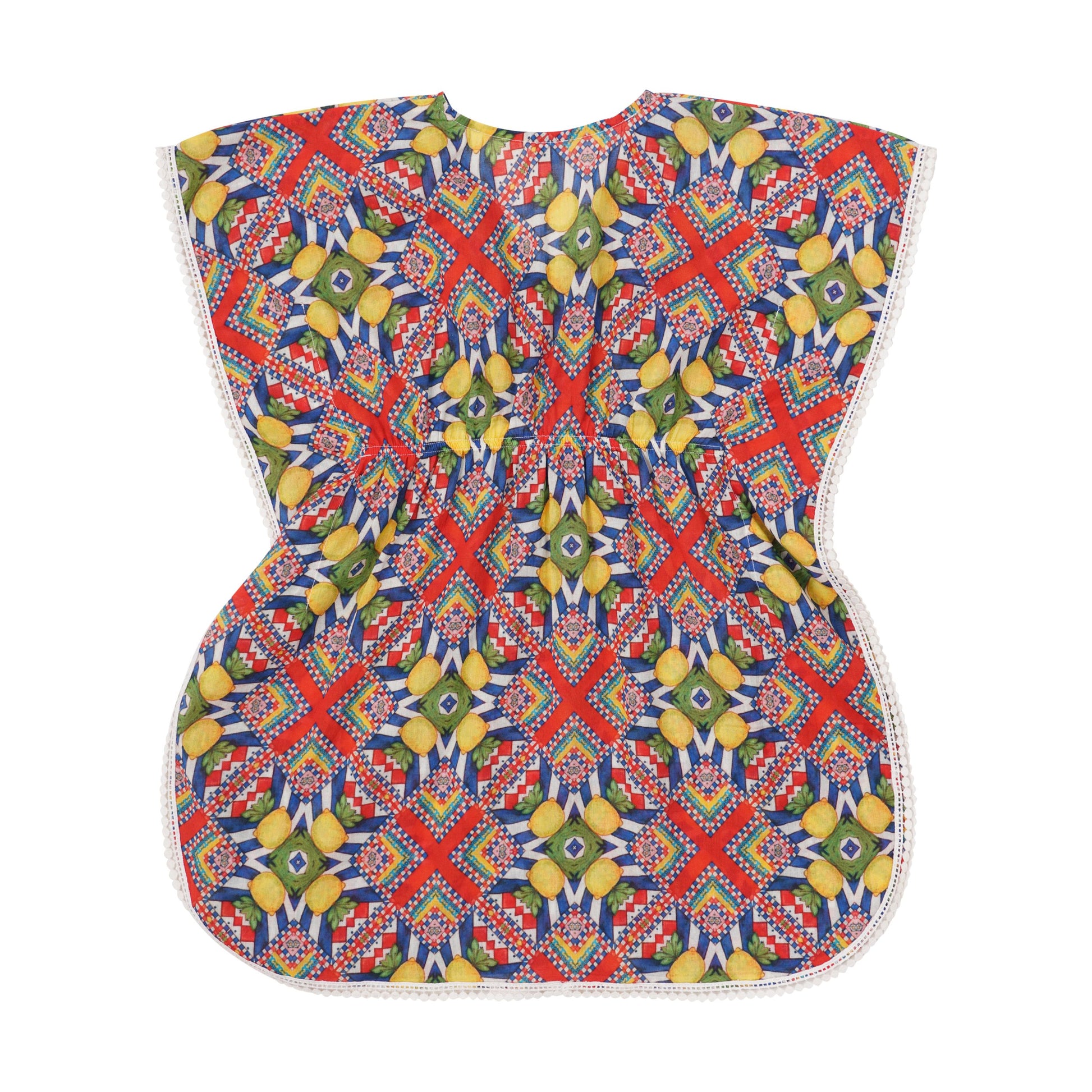 Colorful girls swim wear for girls up to 12, lemon printed lightweight beach kaftan for summer swimwear